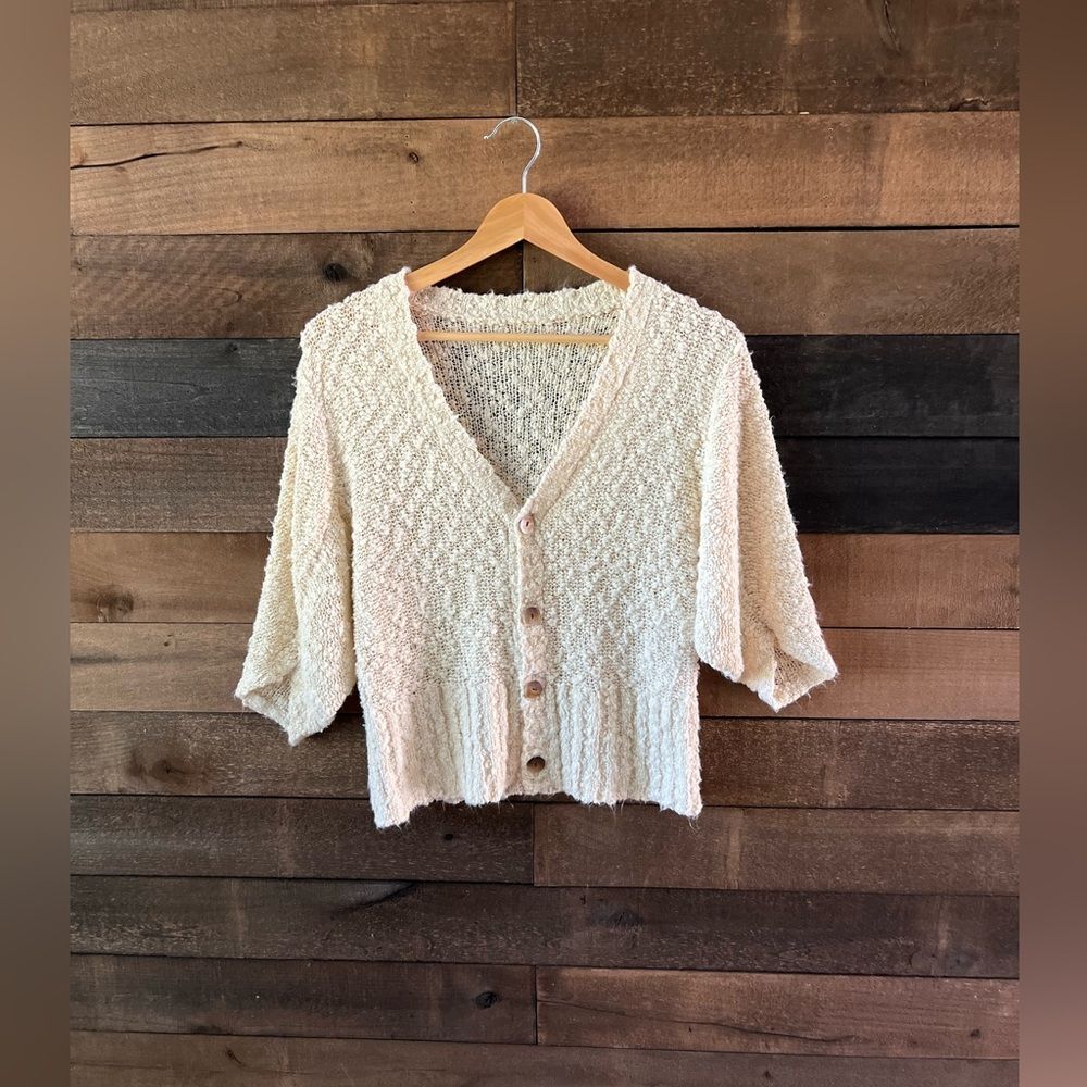 Unbranded Women's Cream and White Cardigan